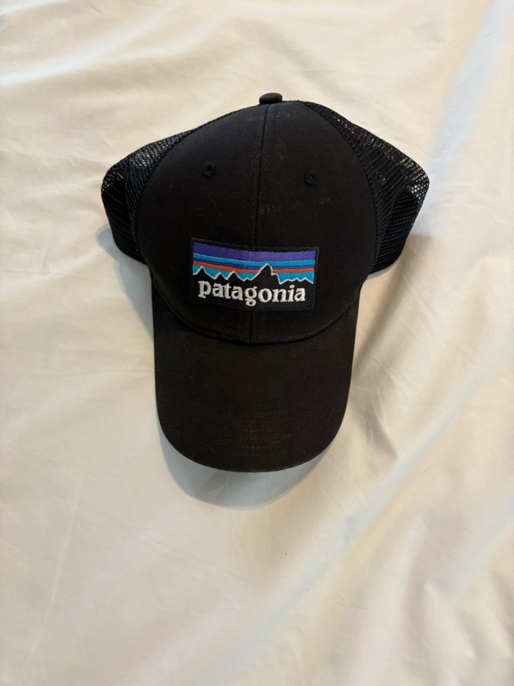 Patagonia Black Cap with Blue and Purple Mountain Patch